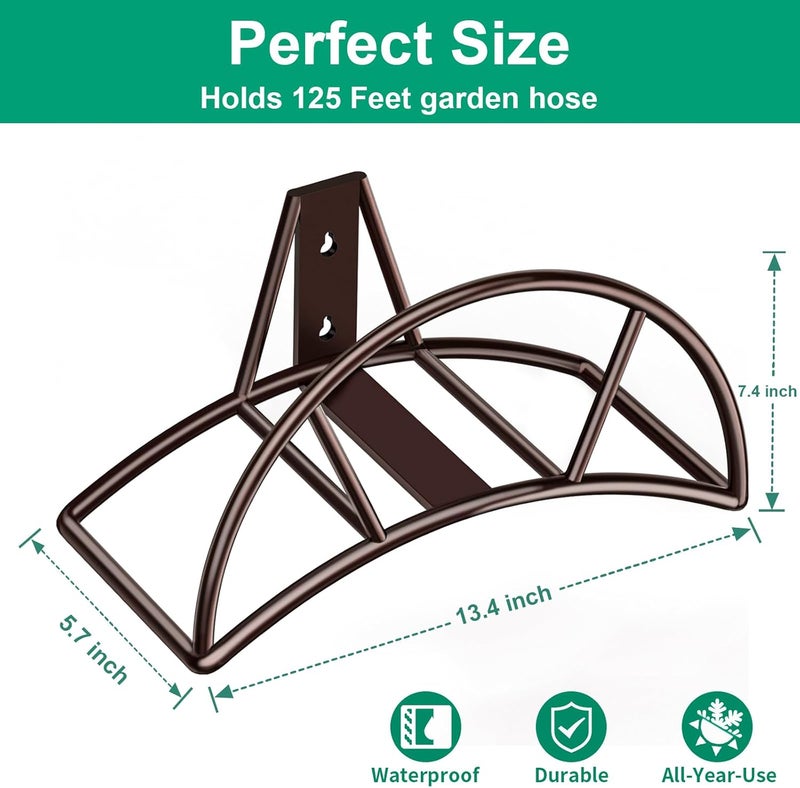 TomCare Garden Hose Holder Heavy Duty Water Hose Holder Wall Mount Hose Hanger Decorative Durable Garden Hose Storage Hose Reel Solid Metal Hose Stand Sturdy Hose Holders for Outside Yard, Bronze - Image 2